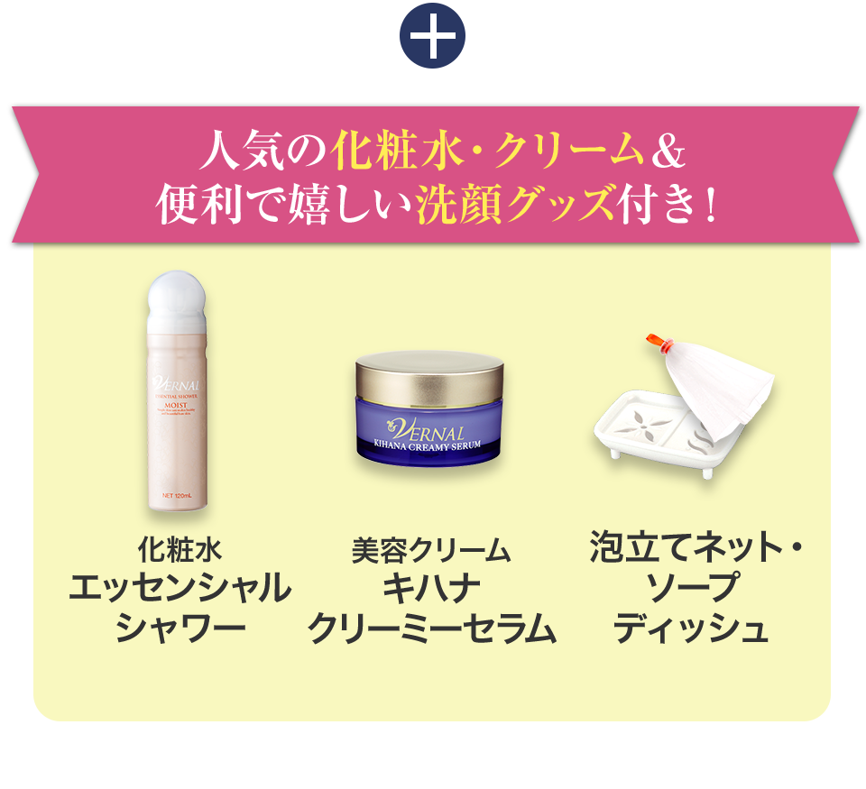 人気の化粧水・クリーム＆便利で嬉しい洗顔グッズ付き！